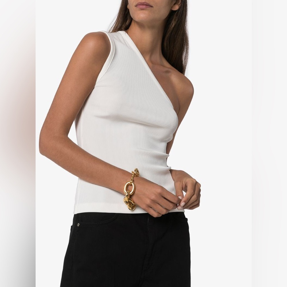 Goldsign ribbed asymmetric top